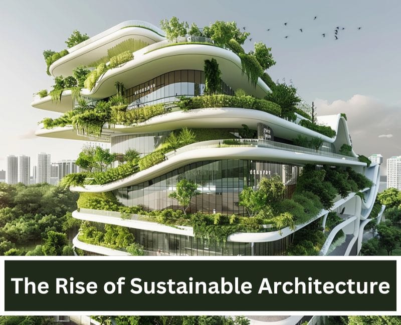 Images illustrates Sustainable Architecture of green building with sustainable design principles.